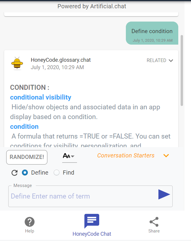 HoneyCoders's tweet photo. Learn #Honeycode Randomly!
Try our new RANDOMIZE! button.
https://t.co/GF3XbeW3qb
Powered by
@ArtificialChat on @DracalDev with #aws #fullstackserverless @dynamodb @AWSAmplify
#appsync @awscloud #LEX #chatbots #Amazon #NoCode #lowcode https://t.co/Ja00C0hIeI