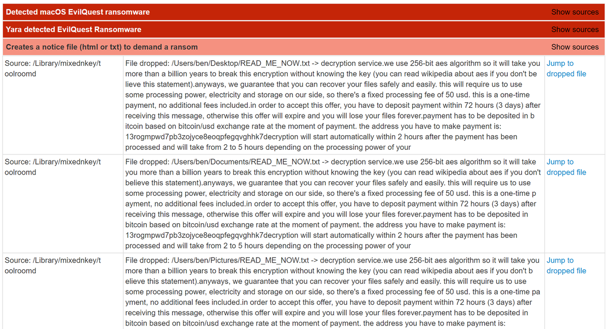 joe4security's tweet image. Fully automated Joe Sandbox X analysis of #EvilQuest #ransomware on Mac bare metal! Kudos to @objective_see for the cool blog post!
buff.ly/3ghrCMB #malware #DFIR #macOS
