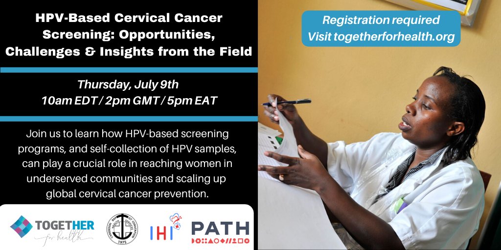 Join <a href="/toget_herhealth/">TogetHER for Health</a> <a href="/InnovHealthInt/">Innovating Health International</a> <a href="/MDAndersonNews/">MD Anderson News</a> <a href="/PATHtweets/">PATH</a> to hear from experts about #HPV testing/self-collection in Cameroon and Haiti to prevent #CervicalCancer. Webinar on Thurs July 9 at 10am EST/5pm EAT us02web.zoom.us/webinar/regist…