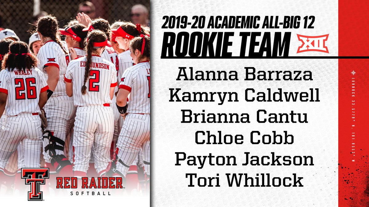 TexasTechSB's tweet photo. These six were named to the Academic All-Big 12 Rookie Team! 🙌 Congratulations, ladies! 

🔴#WreckEm⚫️ https://t.co/yFkXK2dBCS