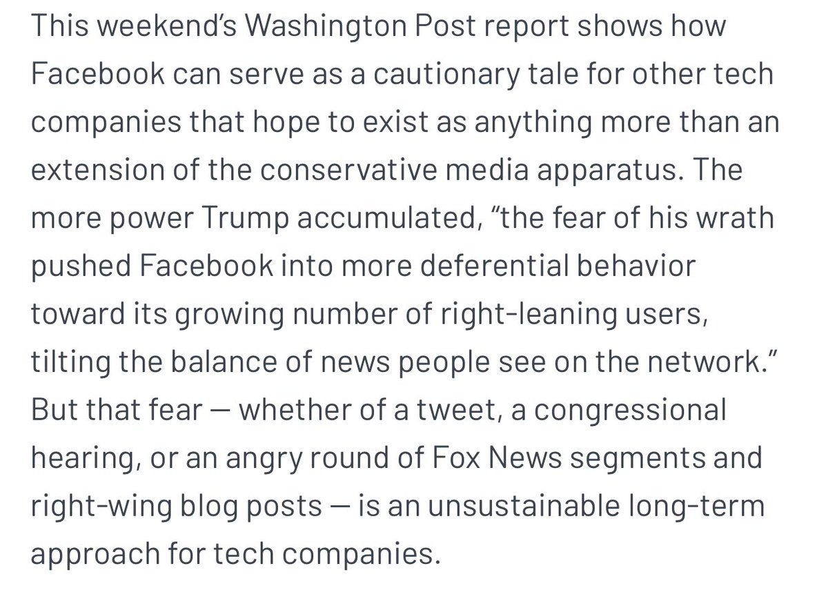 It’s all part of a strategy to force companies further and further to the right. They don’t want to eliminate bias, they want to create it. https://www.mediamatters.org/facebook/right-wing-playbook-against-supposed-liberal-media-bias-being-used-tech-giants-alarming