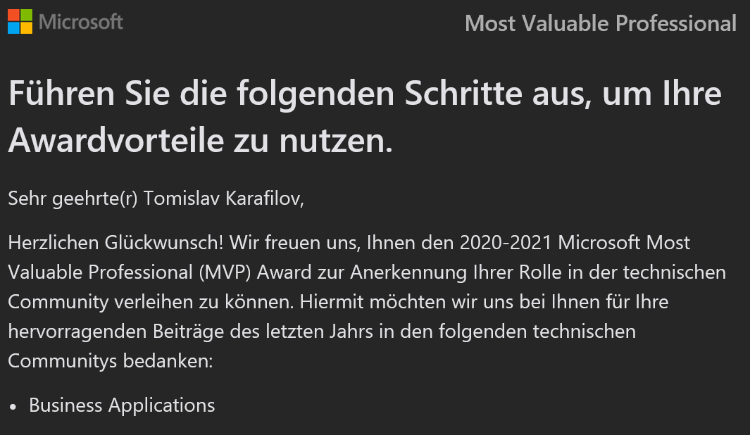 TKarafilov's tweet photo. Hit F5 and am overwhelmed! For my community work I am nominated as Microsoft Most Valuable Professional (MVP)! A very big thank you to @MVPAward and to @atwork and to my #Community #Zipfeltwinn @PapaRiedel!

And CONGRATS to all other MVPs!

#MVP #MVPBuzz #BusinessApplications https://t.co/intJ9KdQKW