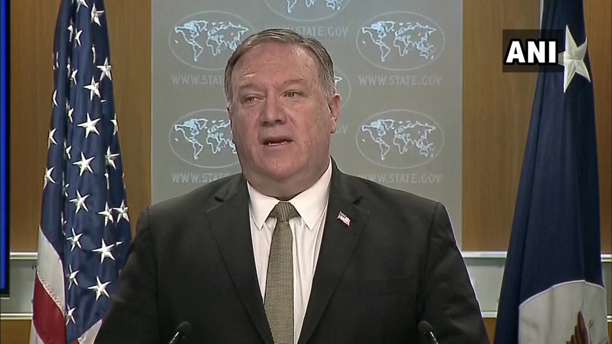 ANI's tweet photo. India's clean app approach will boost India's sovereignty and boost integrity and national security: US Secretary of State Mike Pompeo on India's decision to ban 59 Chinese apps https://t.co/uOXloFXRZ5