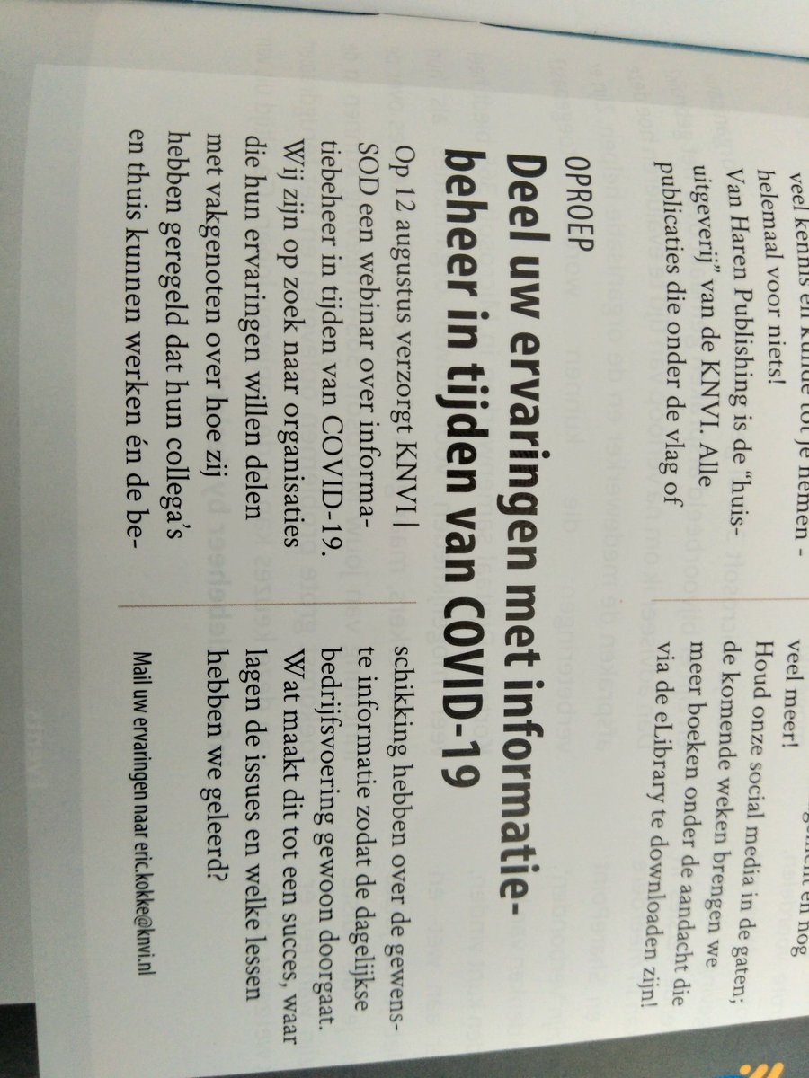 Wil je je ervaringen delen over informatiebeheer en covid-19? Neem dan contact op met <a href="/Kokkeeri/">Eric Kokke</a>