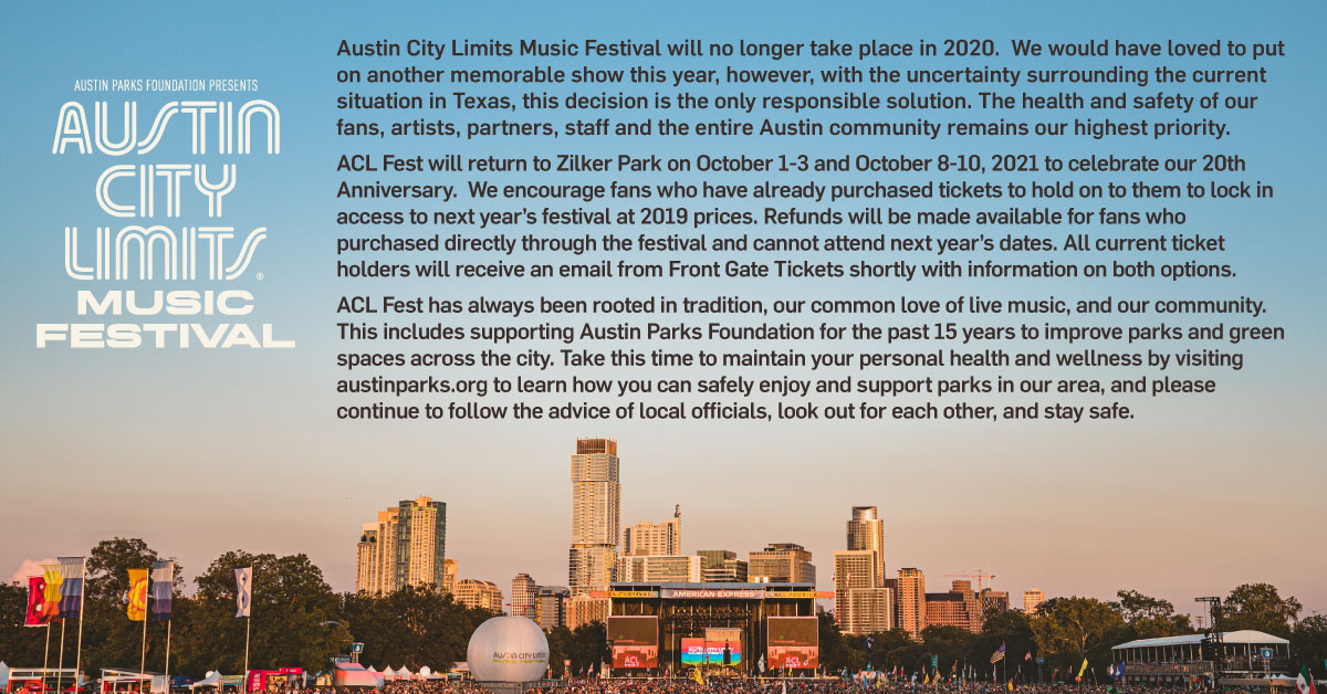 Austin City Limits Music Festival statement.