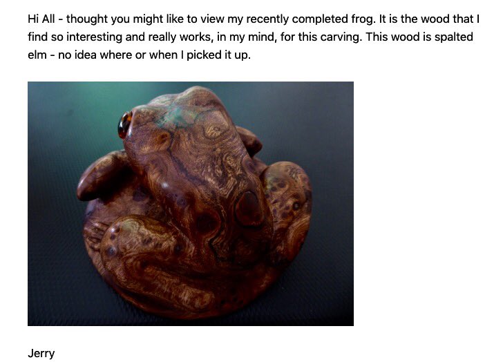 Fabulous 👏 #frog #woodcarving in spalted #elm by Jerry #Shropshire 👌❤️