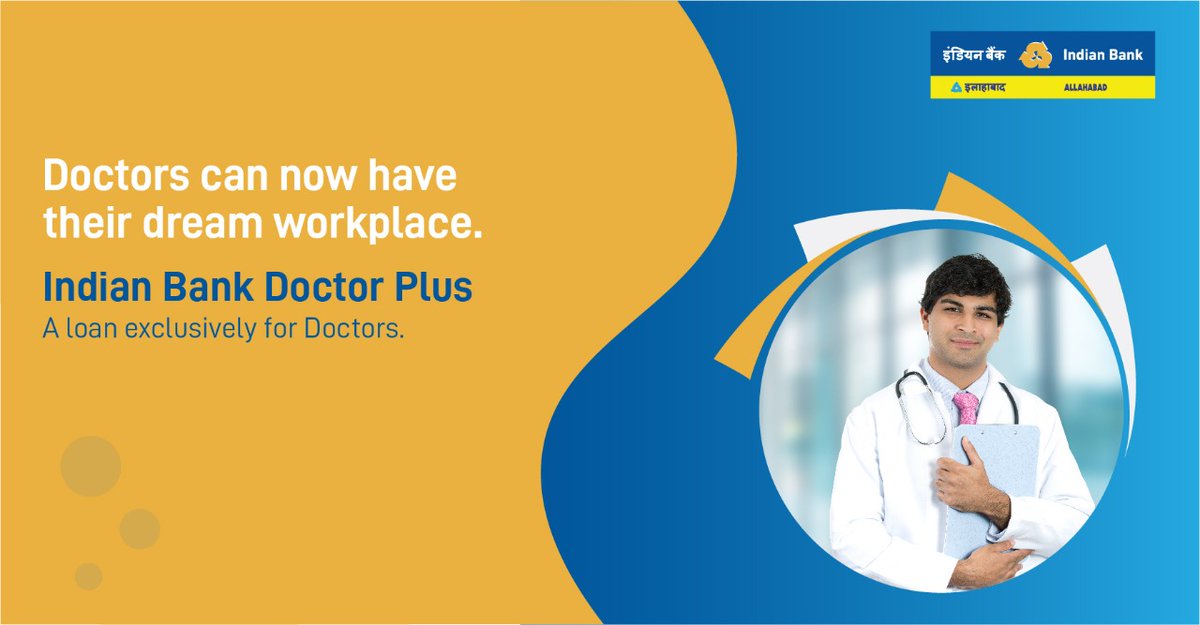 MyIndianBank's tweet photo. As a medical professional, you may have always wanted to set up a clinic or improve your existing set up. Do it with Indian Bank' IB Doctor Plus - a tailor-made loan to meet your specific expenses. Know more and apply: https://t.co/0lRnhxIF7q
#IndianBank #DoctorPlus #MSME #Loan https://t.co/kXNyjVF3jo