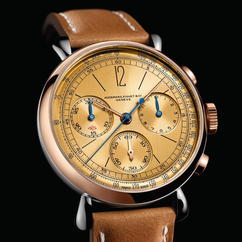 AudemarsPiguet's tweet photo. The [Re]master01 Selfwinding Chronograph unites 1940’s design with contemporary technology, visible through a new sapphire crystal caseback. https://t.co/IgOT1us9uv #AudemarsPiguet #Remaster01 https://t.co/md4P2qmza8