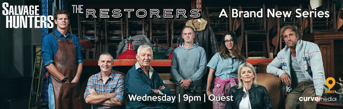 curvemediatv's tweet image. Our talented Restorers are back for a brand new series! 
Tonight | 9pm | @QuestTV 

@SalvageHunters #SalvageHunters #Tonight #Restorers #antiques