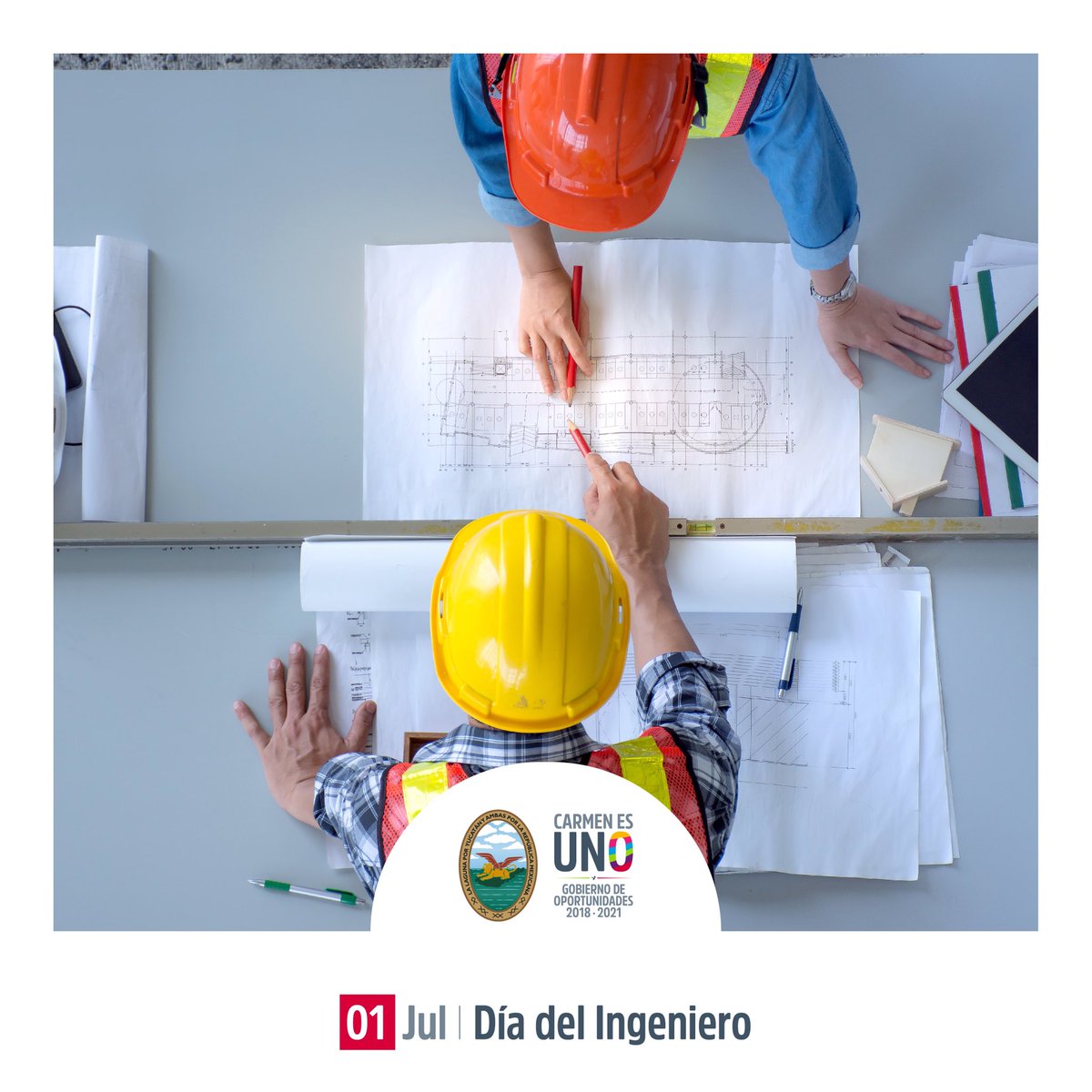 OscarRosasGlz's tweet photo. Felicidades a todos los Ingenieros que con entrega, dedicación y trabajo aportan su talento al desarrollo de nuestro país. 👷🏼‍♂️👷🏻‍♀️

Enhorabuena por transformar el conocimiento en algo práctico. 💡🔨

#CarmenEsUNO☝🏽
#DiaDelIngeniero https://t.co/PHy7TbJkzx