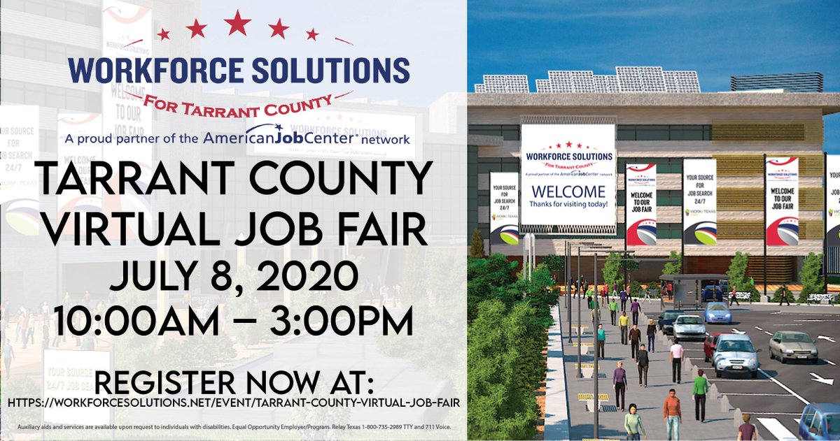WfSTarrant's tweet photo. 🚨 🚨 We are 1 week away from the Tarrant County Virtual Job Fair (July 8th). Have you registered yet? 🧐 Don't miss this opportunity to virtually interact and interview with employers that are hiring now!  It’s time to make your next career move! Visit: https://t.co/20RG2BhEOe https://t.co/PCzrxhcaO8