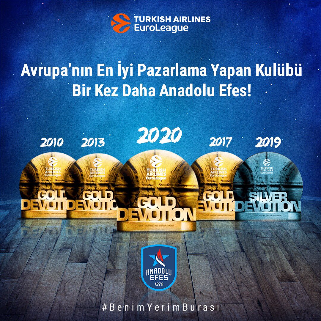 2016'dan itibaren kreatif çözümler geliştirdiğimiz <a href="/AnadoluEfesSK/">Anadolu Efes SK</a>, tüm <a href="/EuroLeague/">EuroLeague</a> ve <a href="/EuroCup/">BKT EuroCup</a> takımlarının dahil olduğu #EuroLeague Devotion #Pazarlama Ödülleri'nde Altın Ödül'ün sahibi oldu! Birlikte nice zaferlere! #BenimYerimBurası