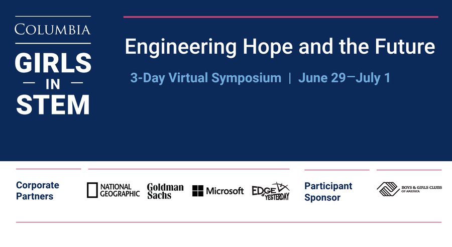MadisonBGClub's tweet photo. This week 19 of Madison's young women attended #CUGirlsinSTEM "Engineering Hope and the Future" - a 3-day virtual symposium held by @columbia_SPS. They attended STEM sessions, career panels, admissions and financial aid discussions and specialized workshops. #WednesdayWisdom https://t.co/M5qenTiCX7