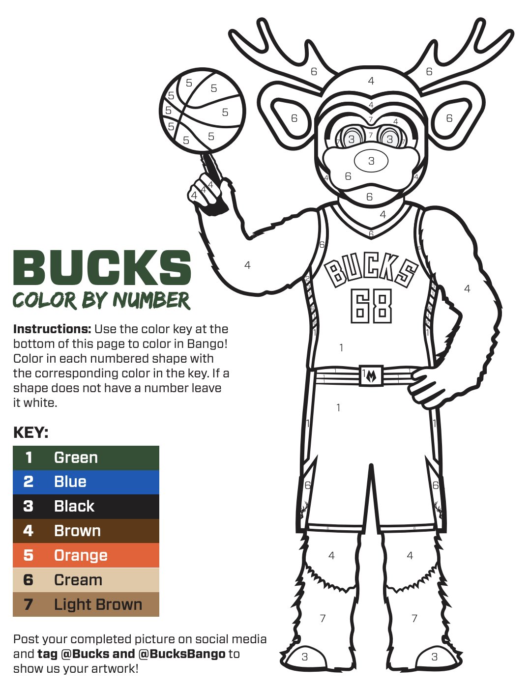 Milwaukee Bucks on X: Color @bucksbango by number!! Download and print  your own at:   / X