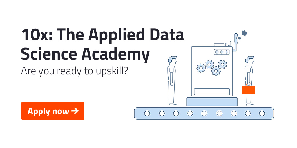 DataRobot's tweet image. Where could your career go if you strengthened your #datascience chops? Applications are still open for 10x: The Applied Data Science Academy. 

Upskill with relentlessly practical data science education, right from your home office. Apply now: bit.ly/31xu2Cy