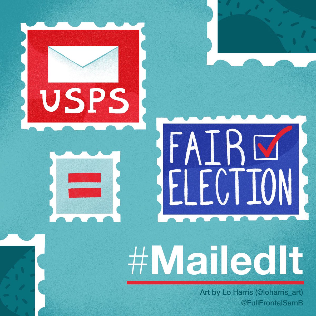 Let's save the US Postal Service by tweeting <a href="/stevenmnuchin1/">Steven Mnuchin</a> and telling him we need mail-in ballots. @FullFrontalSamB is going to buy a stamp for every use of the #MailedIt hashtag on 7/1