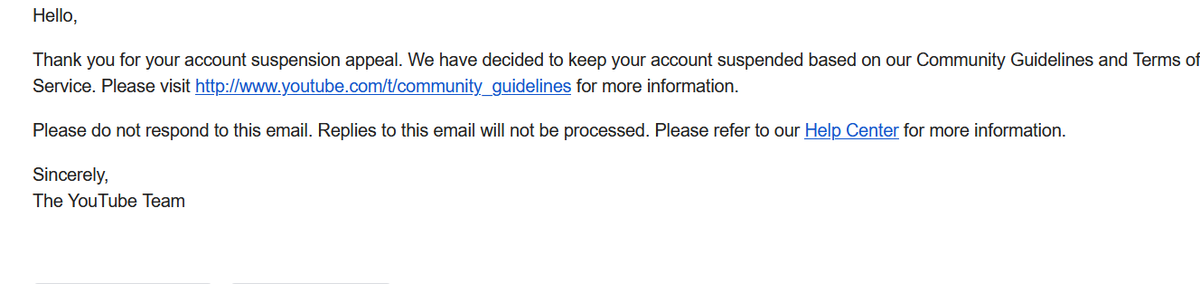 kumamon__ryan's tweet photo. @TeamYouTube I received this email (1st photo). So I appealed and it got denied (2nd photo). What should I do? I spent days and weeks on my videos. I'm really sad. Should I send a letter? https://t.co/OEINdk2Bsf