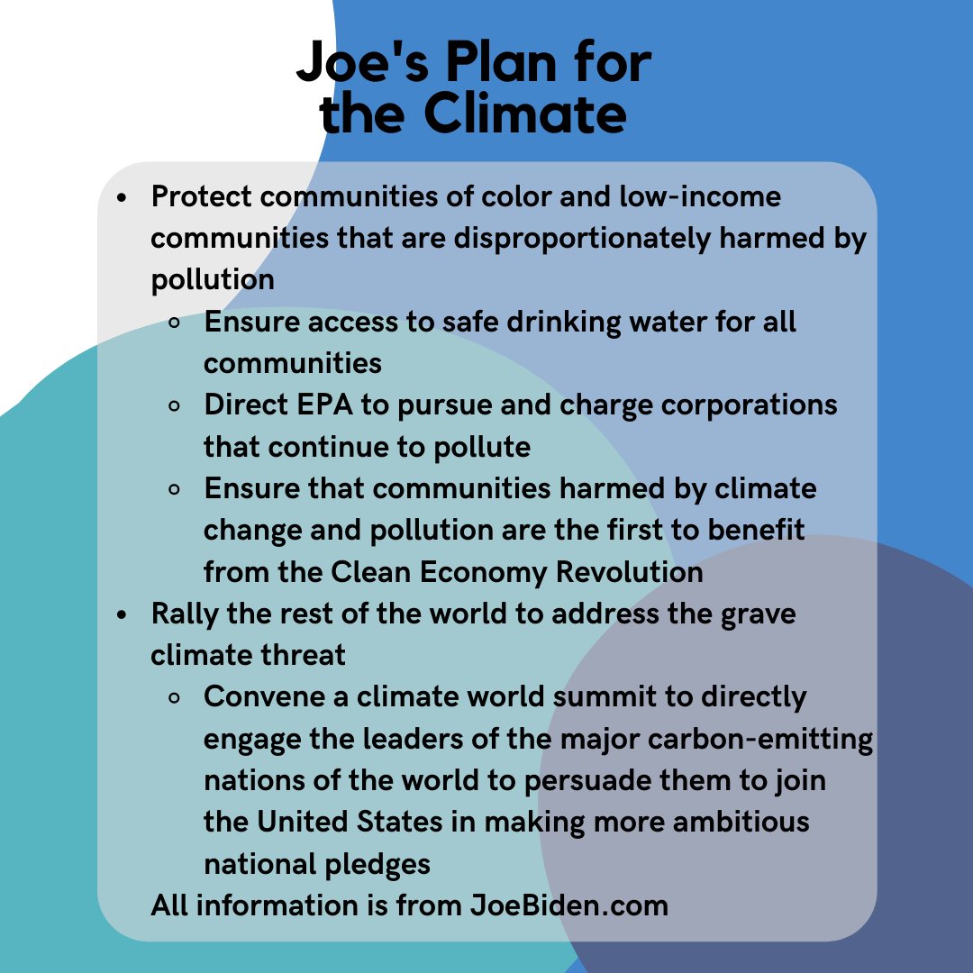 DMV_Biden's tweet photo. Since our climate round table is tonight, this weeks #WhyJoeWednesday focuses on Joe Biden's plan for tackling climate change. Joe Biden will make climate change a top priority and will act immediately to counter the destruction it has caused. #TeamJoe #Studentsfor46 https://t.co/TuGPwAt2T5