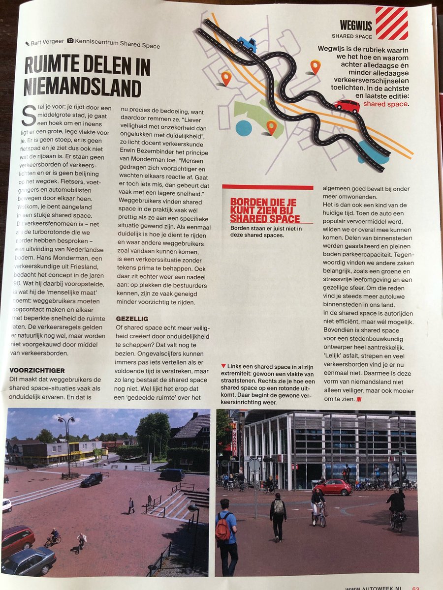 Deze week in <a href="/Autoweek/">AutoWeek</a> een artikel over #sharedspace Over een vorm van niemandsland die veiliger en mooier is.