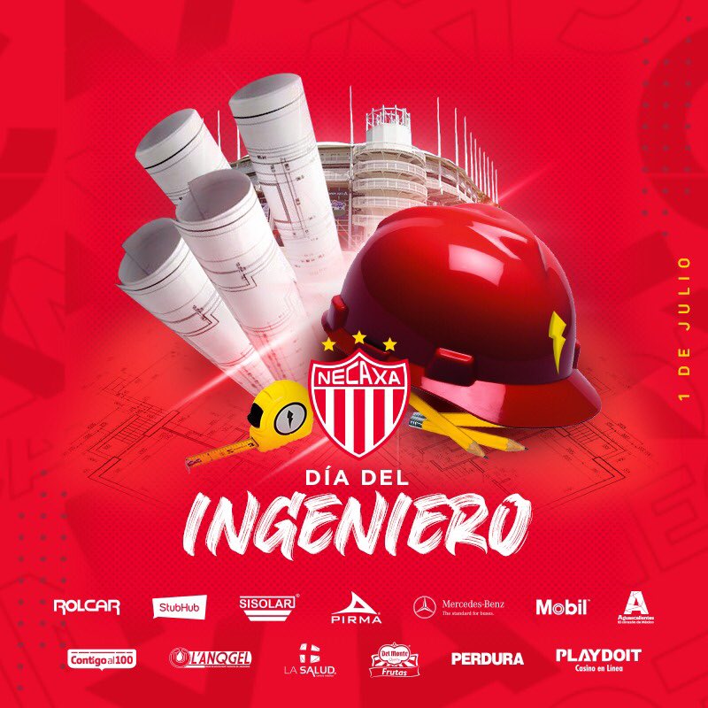 ClubNecaxa's tweet photo. Este primero de julio conmemoramos en México 🇲🇽 el #DíaDelIngeniero. Felicitamos a todas y todos aquellos, que forman parte de esta profesión.

#FuerzaRayos ⚡️ https://t.co/12NBhCdqUG