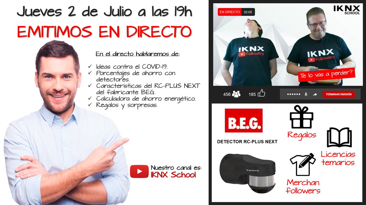 IKNXSchool's tweet photo. ¿Tienes planes para mañana Jueves por la tarde?, emitimos en directo en nuestro canal de YouTube donde te enseñaremos el RC-PLUS NEXT del fabricante @beghispania También tendremos regalos, sorpresas y aprenderemos sobre instalaciones KNX. Enlace: https://t.co/Tp55NiHEY2 https://t.co/4sLEg2qt7k