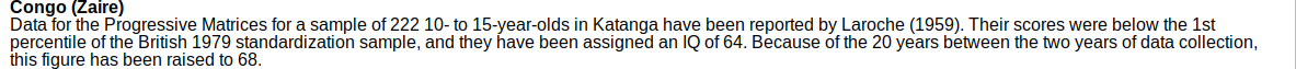 But indigenous people during colonial Congo? Nah their scores are good to go.
