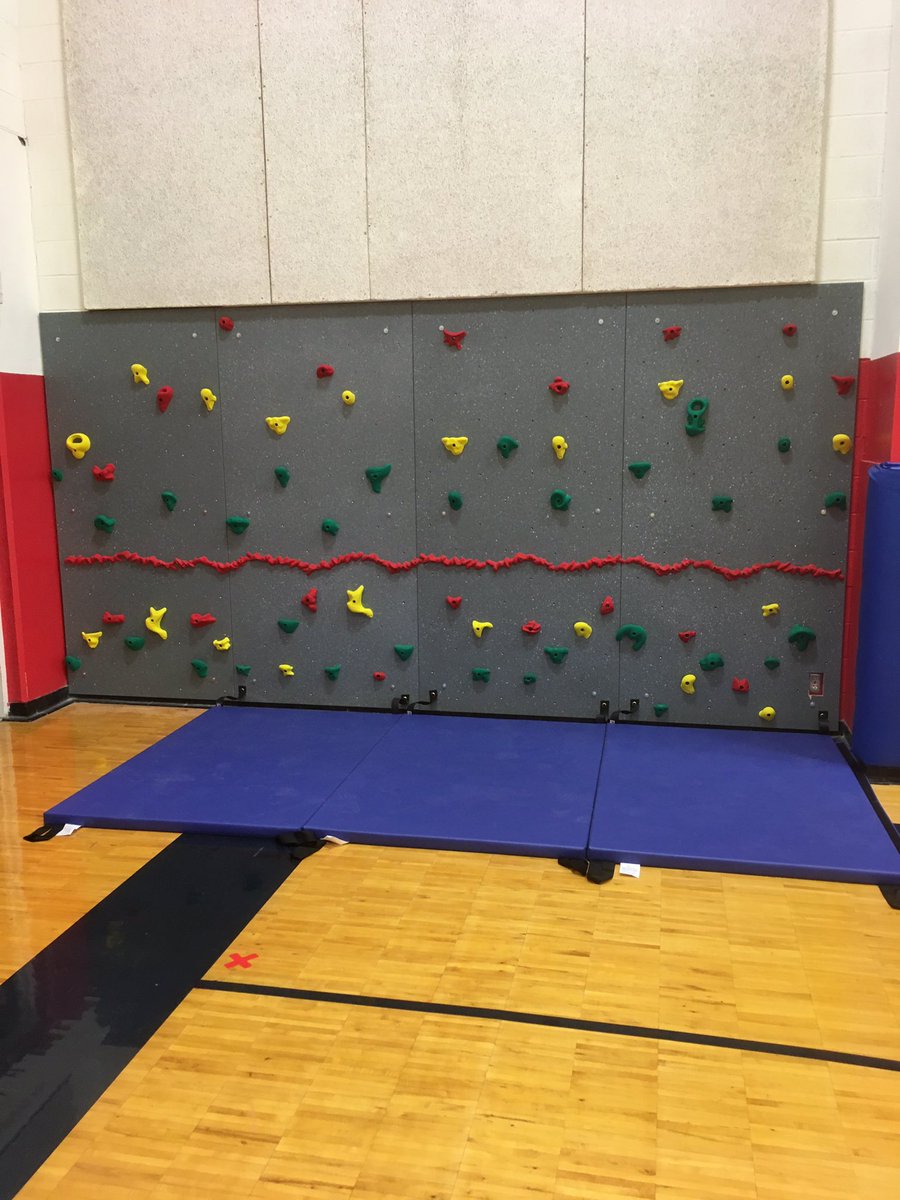EGSZook's tweet photo. Thank you to the Library Foundation for purchasing and maintenance crew for installing the horizontal climbing wall! I know the kids are already practicing climbing the walls at home, I’m pumped to get them back in the gym this fall! #sharethehealth355 https://t.co/hlH63QRPSj