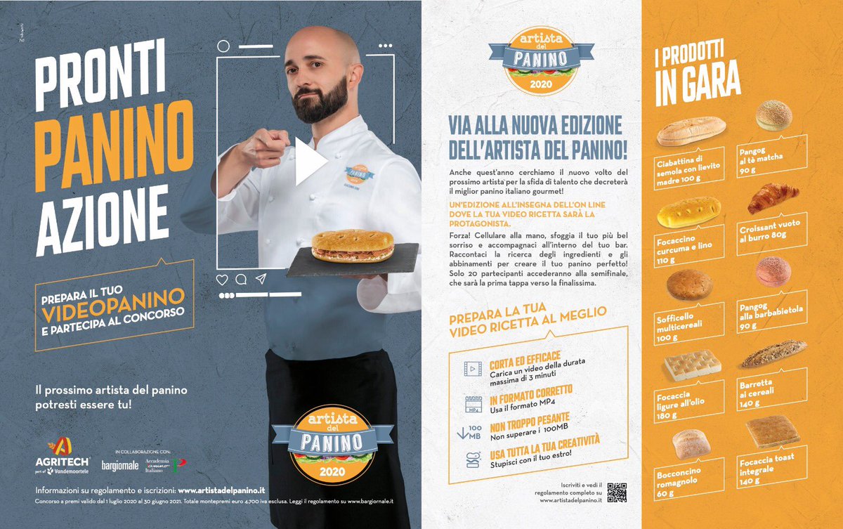 Sono aperte le iscrizioni per l'Artista del Panino 2020, esprimi tutta la tua creatività tra due fette di pane🥪
Carica la tua video ricetta su bargiornale.it o su artistadelpanino.it per partecipare alla sfida📲 

#vandemoortele
<a href="/bargiornale/">bargiornale</a> 

#unavitadapanino