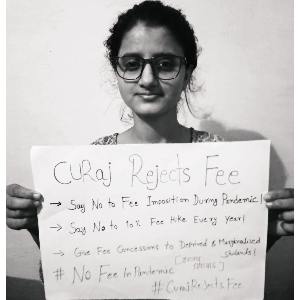 Iam_EK_insaan's tweet photo. CURAJ REJECTS FEE PROTEST DAY!

1st July 2020- Students of CURaj declares protest day against forceful imposition of fee during pandemic.
#NoFeeInPandemic
#CURajRejectsFee

Say No to Fee Imposition during pandemic! 

Stand for affordable and inclusive education! https://t.co/AkG39lg5Hz