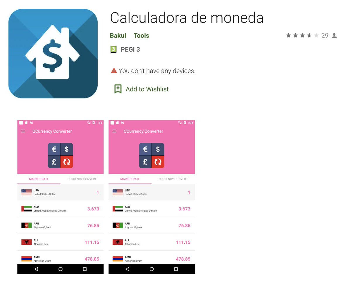 apklabio's tweet photo. Long time no see! #Cerberus banker dropper found again in @GooglePlay. Masks as currency convertor act as currency stealer. 

Target users in Spain, incl. @GooglePlay  geo-restrictions.

Hash: https://t.co/4KT3D9liu9 https://t.co/p3ylQ7yQZl