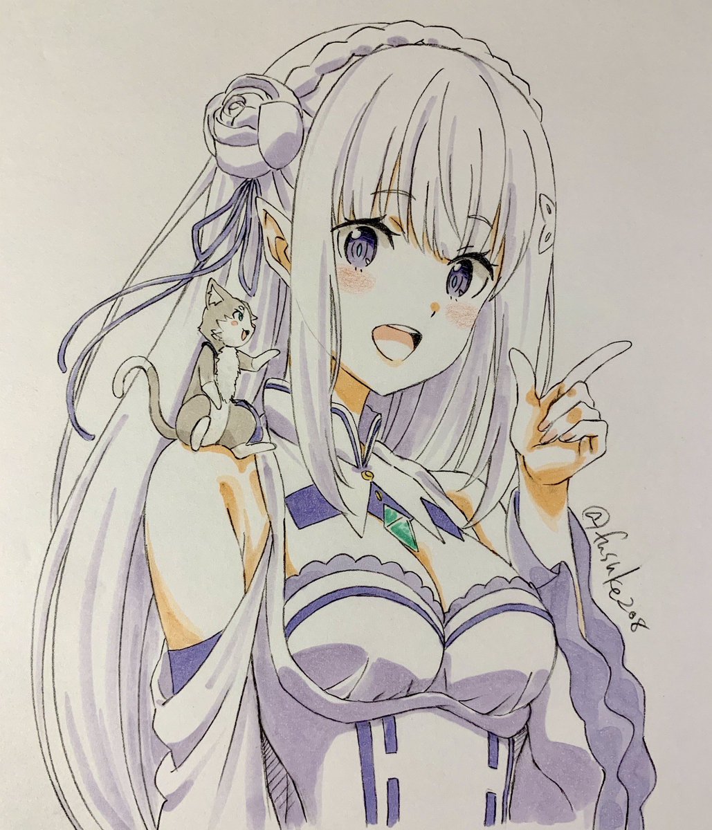 エミリア(リゼロ) 「ネットプリント近日配信するかも枠のみなさん 」|ふうすけのイラスト