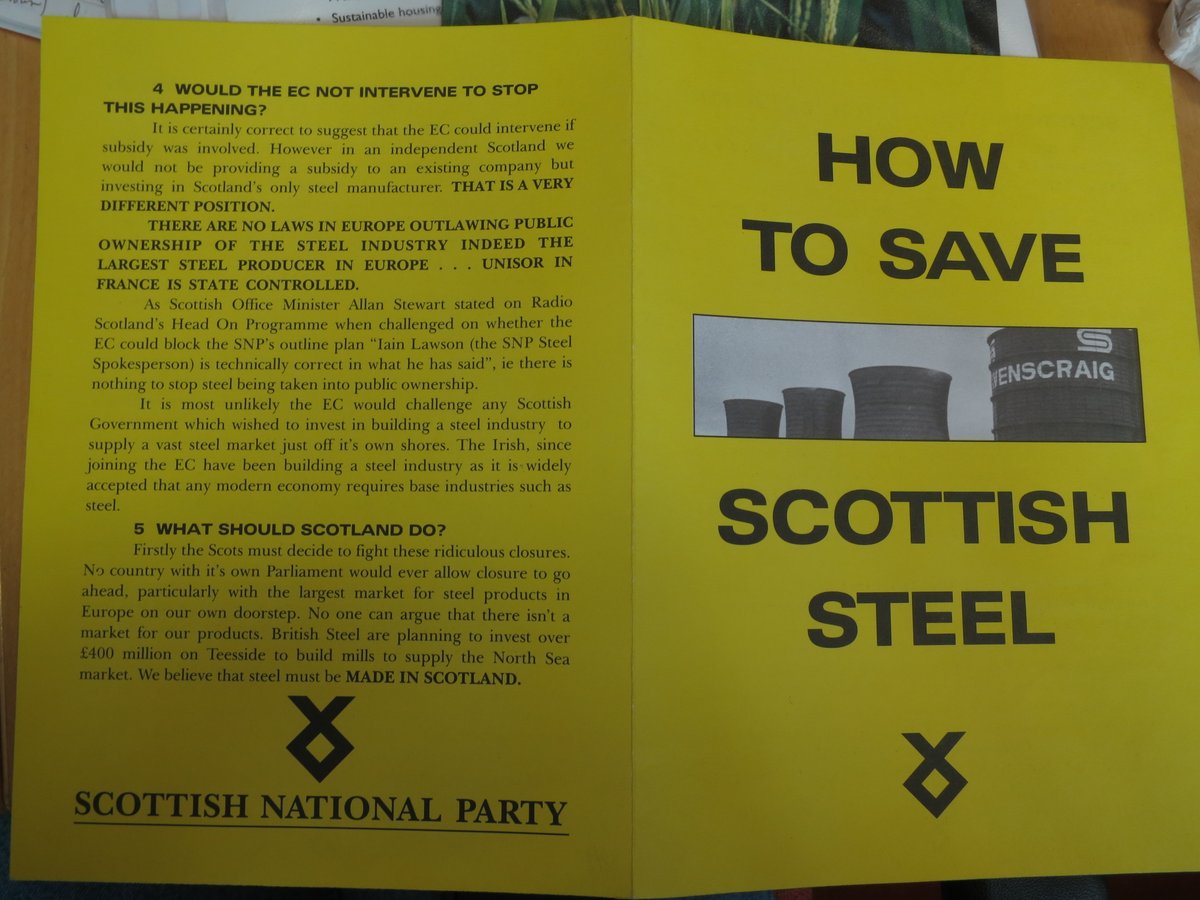 8/15 The SNP, excluded from the official SOS campaign, was less interested in UK-wide unity. They argued that an English-dominated steel company (state or privately owned) would never put Scottish interests first. The solution thus was a stand-alone Scottish steel company  #SWOS20