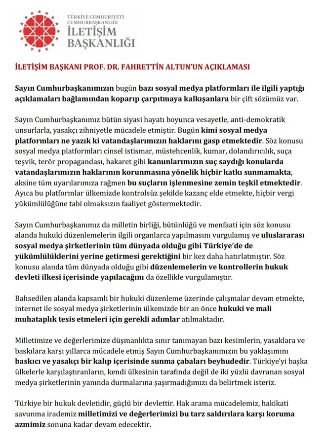 Sosyal medya ile alakalı bakanlık açıklaması 
#SosyalMedyaYasasıÇıksın