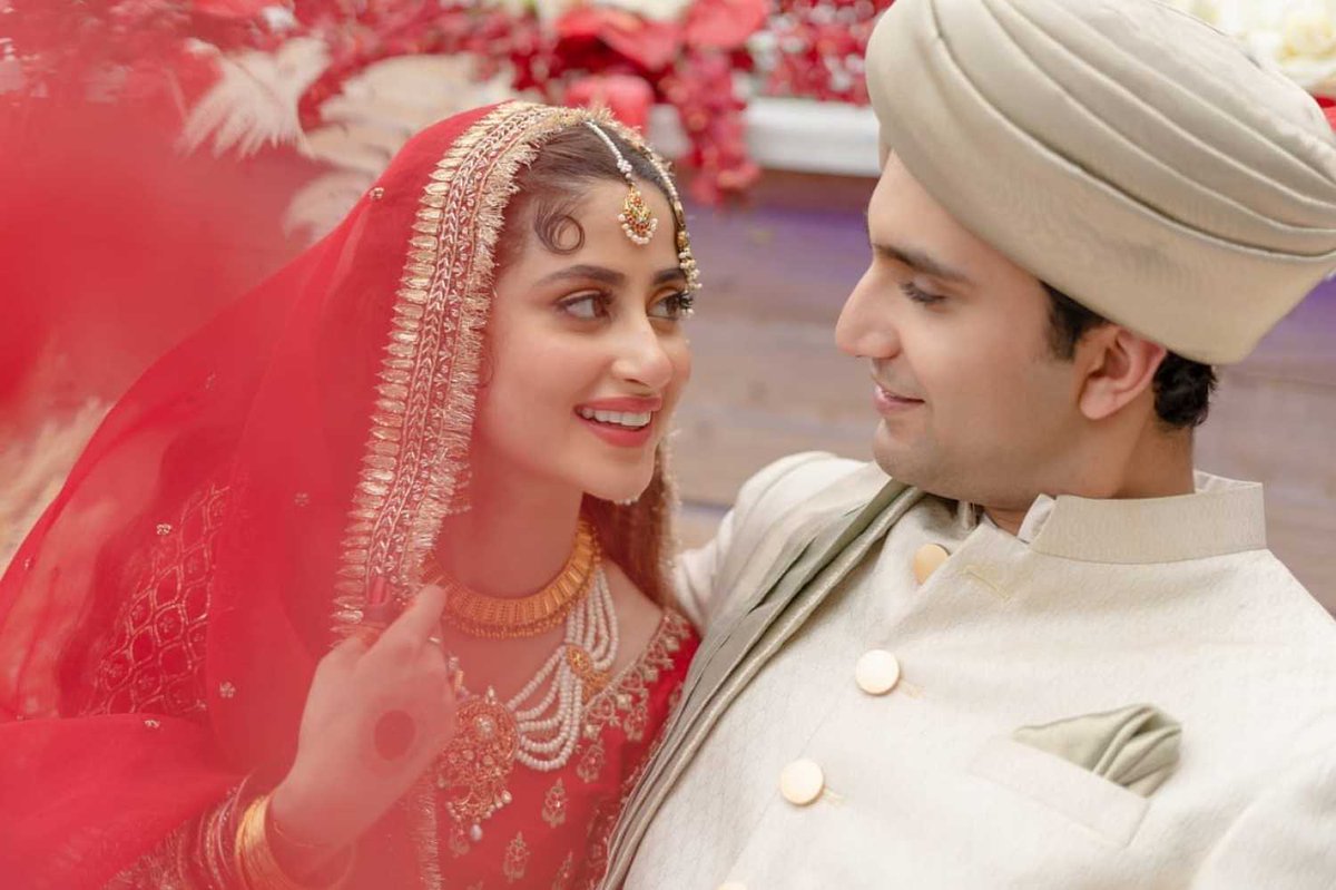 Marriage pics of Sajal Ali: Sajal Ali with husband Ahad Raza Mir