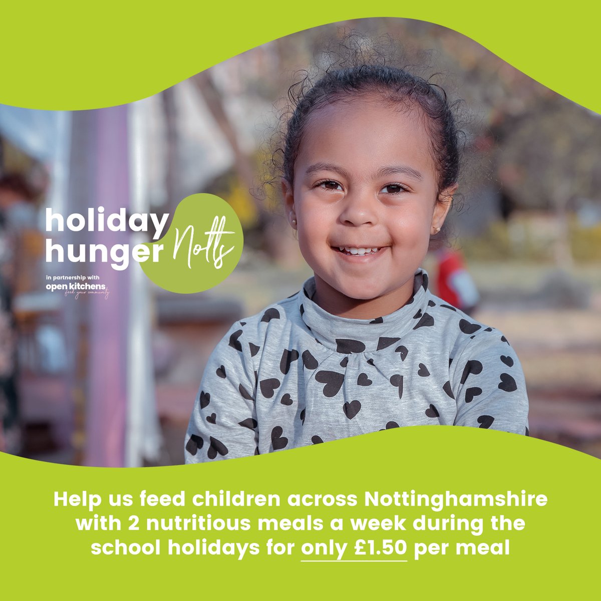 HolidayHungerUK's tweet photo. 💚Will you join our mission to help feed vulnerable children across #Nottingham during the school holidays?

Please support by donating as much as you can, just £1.50 can provide one nutritious meal - https://t.co/r1PdALoj0u https://t.co/P4hSOxUOcB