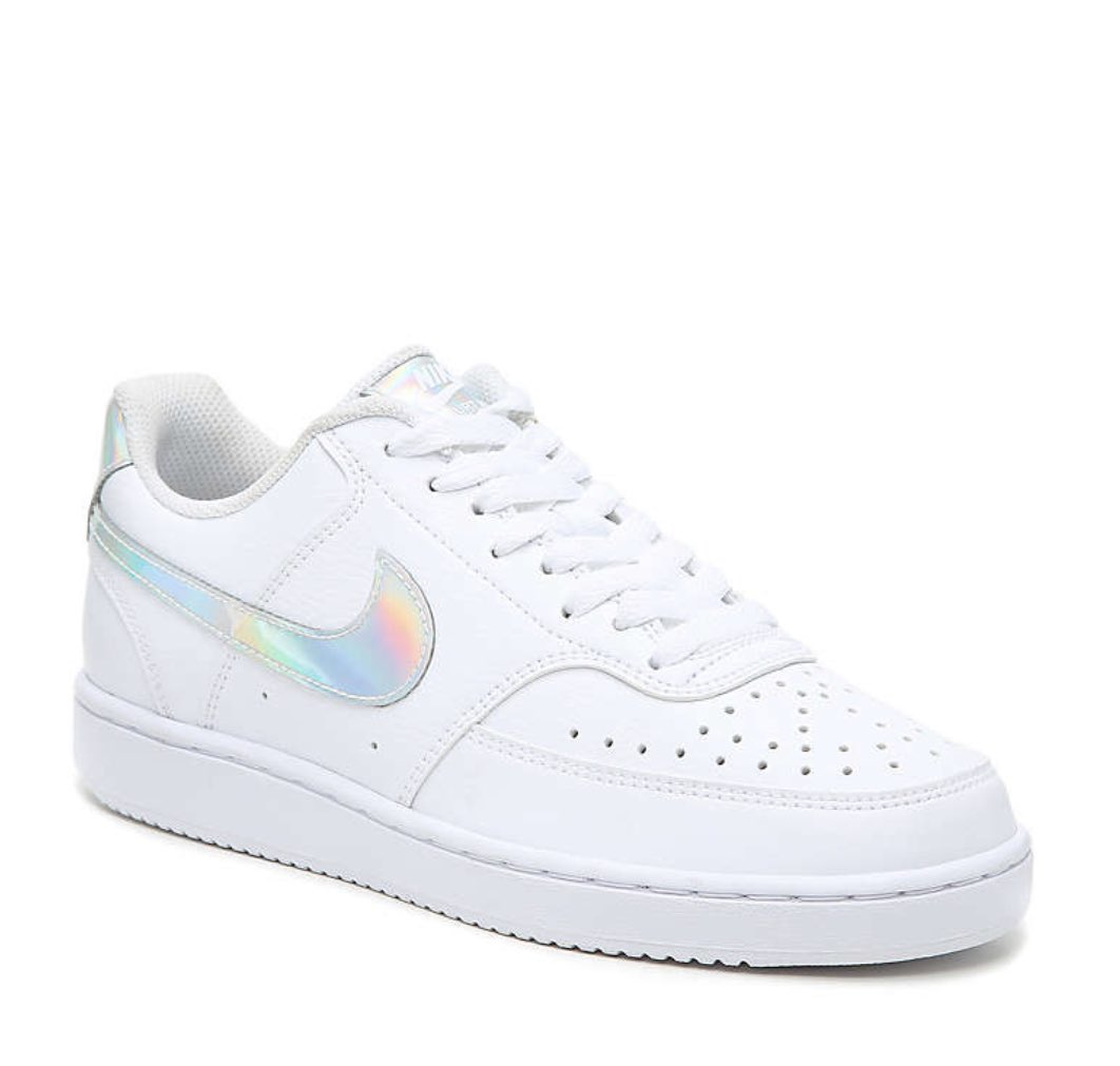 nike white iridescent court vision trainers