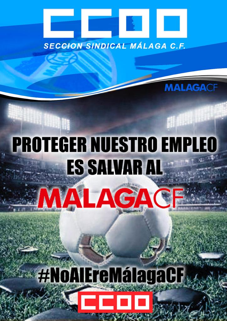 La plantilla del Málaga CF se encuentra en una difícil situación tras la comunicación de los próximos despidos (ERE) 

¡¡¡Todo nuestro apoyo a los compañeros y compañeras que están en lucha por sus puestos de trabajo!!!!

#NoAlEreMalagaCF
@MalagaClubDeFu1