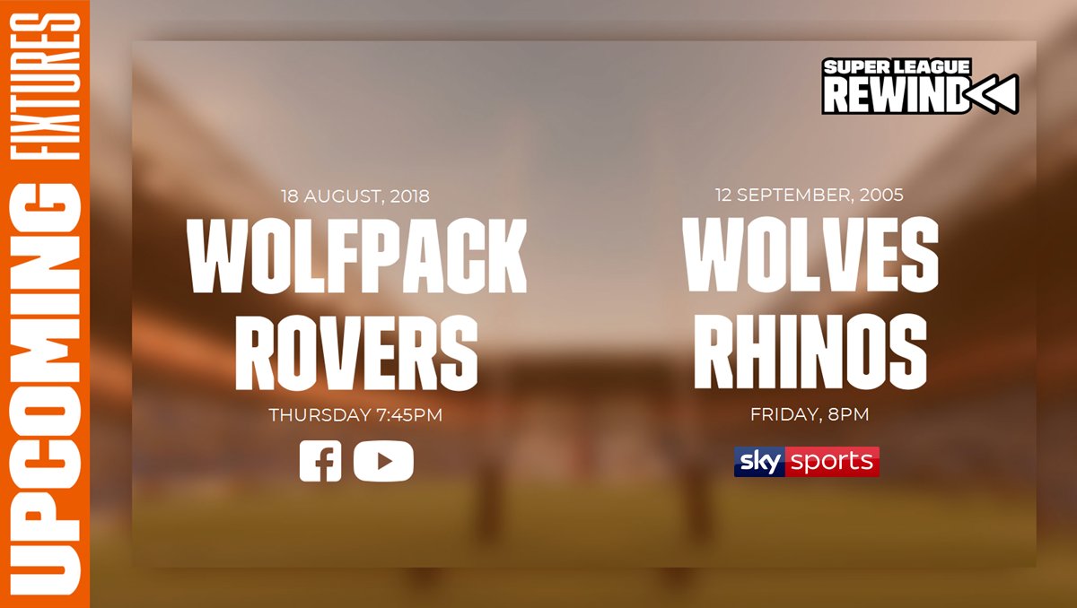 SuperLeague's tweet photo. #SLRewind
this week π
@TOwolfpack v @hullkrofficial
@WarringtonRLFC v @leedsrhinos https://t.co/3xeZI52OCB