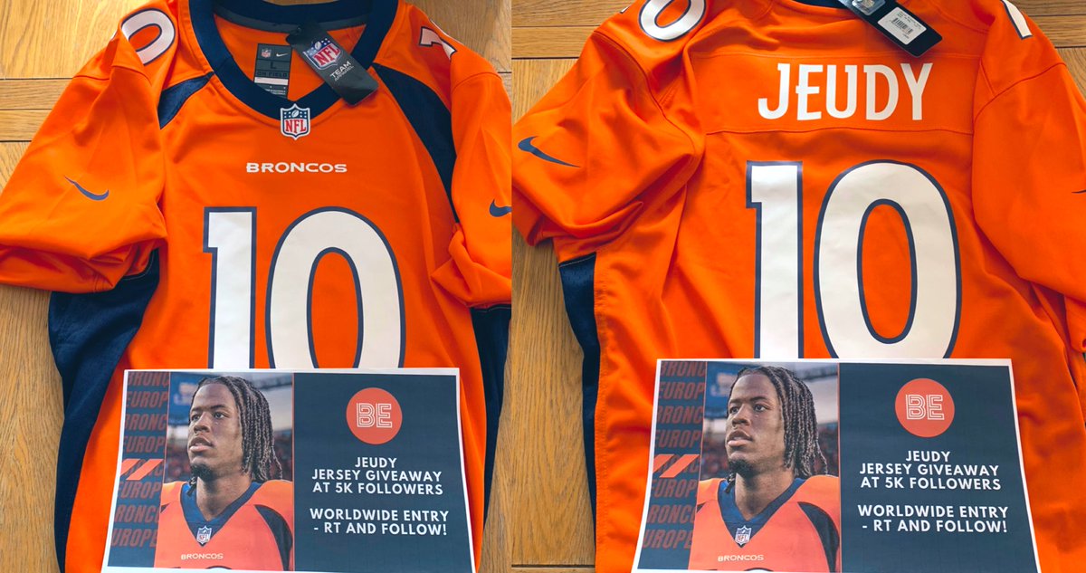 BroncosEUR's tweet photo. 5,000 Followers by Saturday and we give this away. 🔥  🚨 @jerryjeudy #BroncosCountry 
RT/Follow to enter - worldwide entry https://t.co/UOeBSzPQF0
