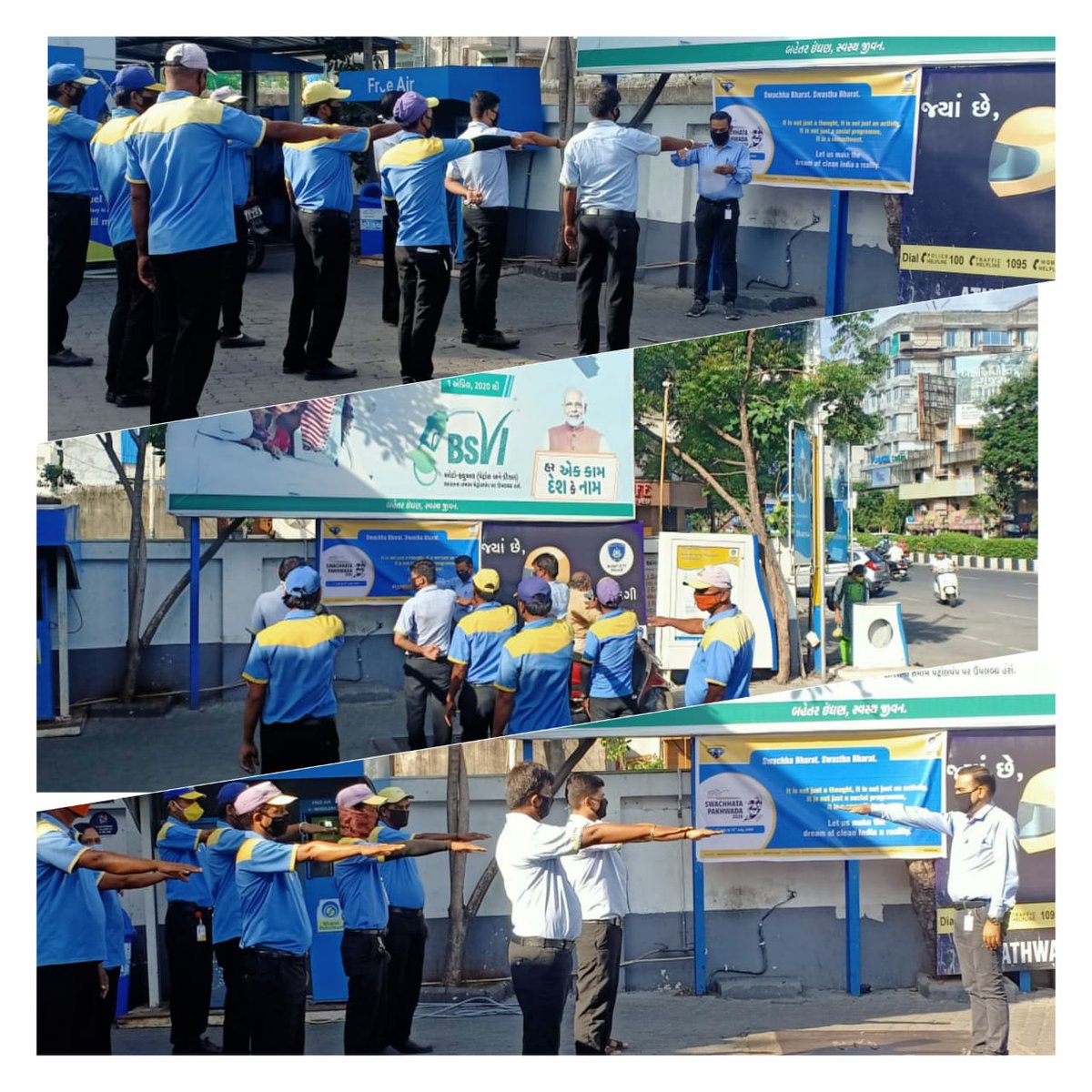 'Let everyone sweep in front of his own door, and the whole world will be clean.' Staff at M/s Athwa automobiles, Surat took pledge to clean the surrounding & environment. @BPCLimited @BPCLRetail @MIHIRJOSHI1972 @Parthasarthy322 @kumarsantbpcl @ravips25 @singharunbpcl