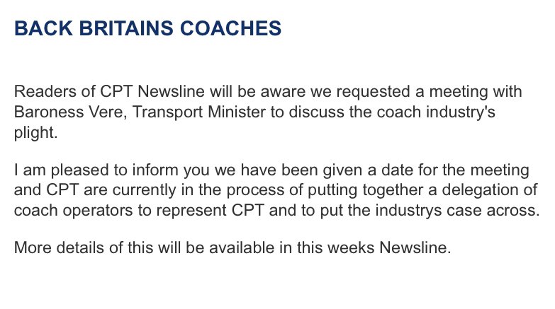 A meeting will happen for the industry to put their case to the government. Fingers crossed for everyone! 🤞🇬🇧 #CoachCrisis #BackBritainsCoaches