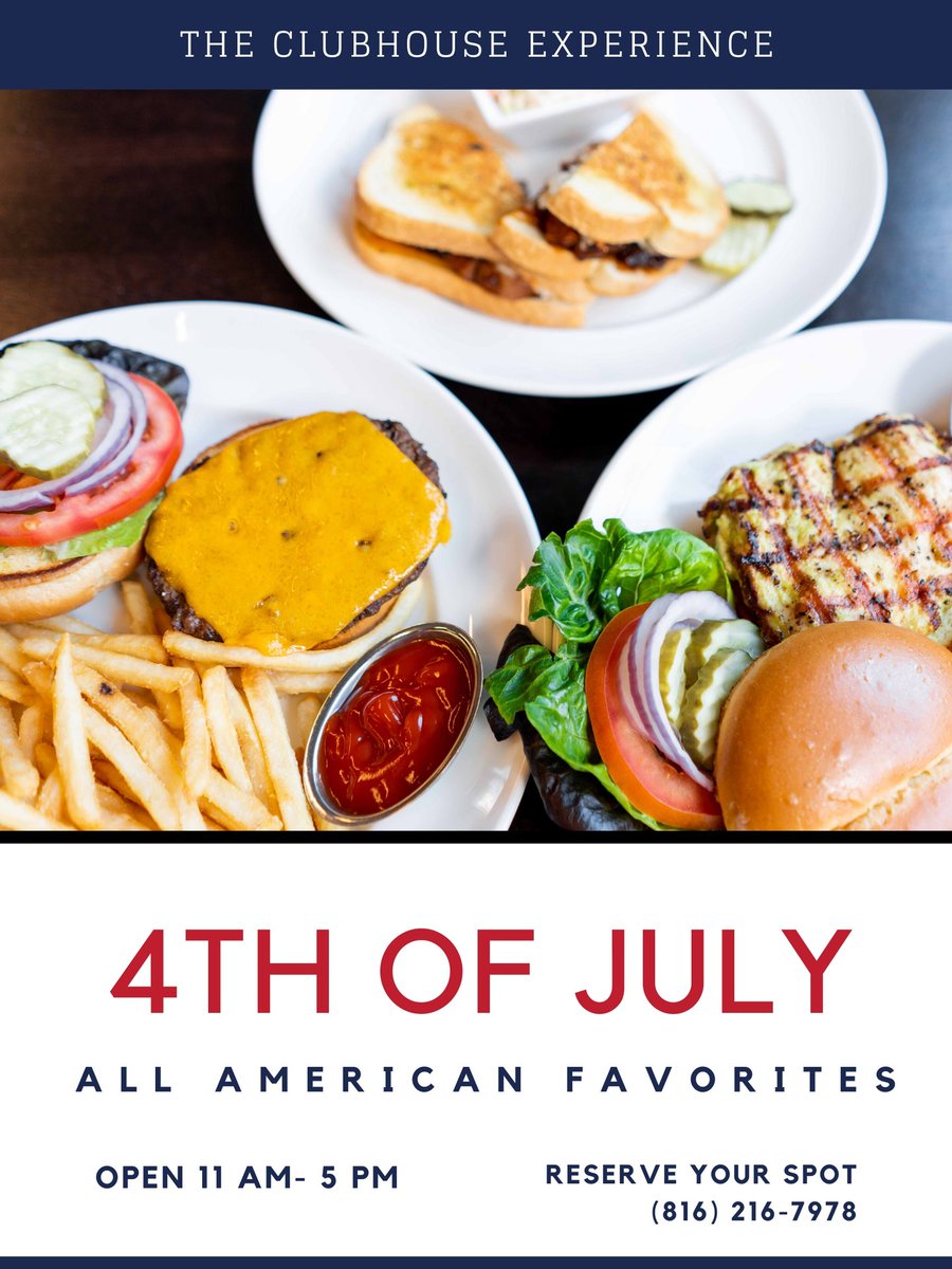 🇺🇸We're OPEN this 4th of July! Reserve a space for your group &amp; enjoy a spread of classic, all-American favorites and an unforgettable Game Simulation Experience. 

⏱Open 11 AM- 5PM on 7/4/2020
📞(816) 216-7978
👉theclubhouseexperience.com theclubhouseexperience.com