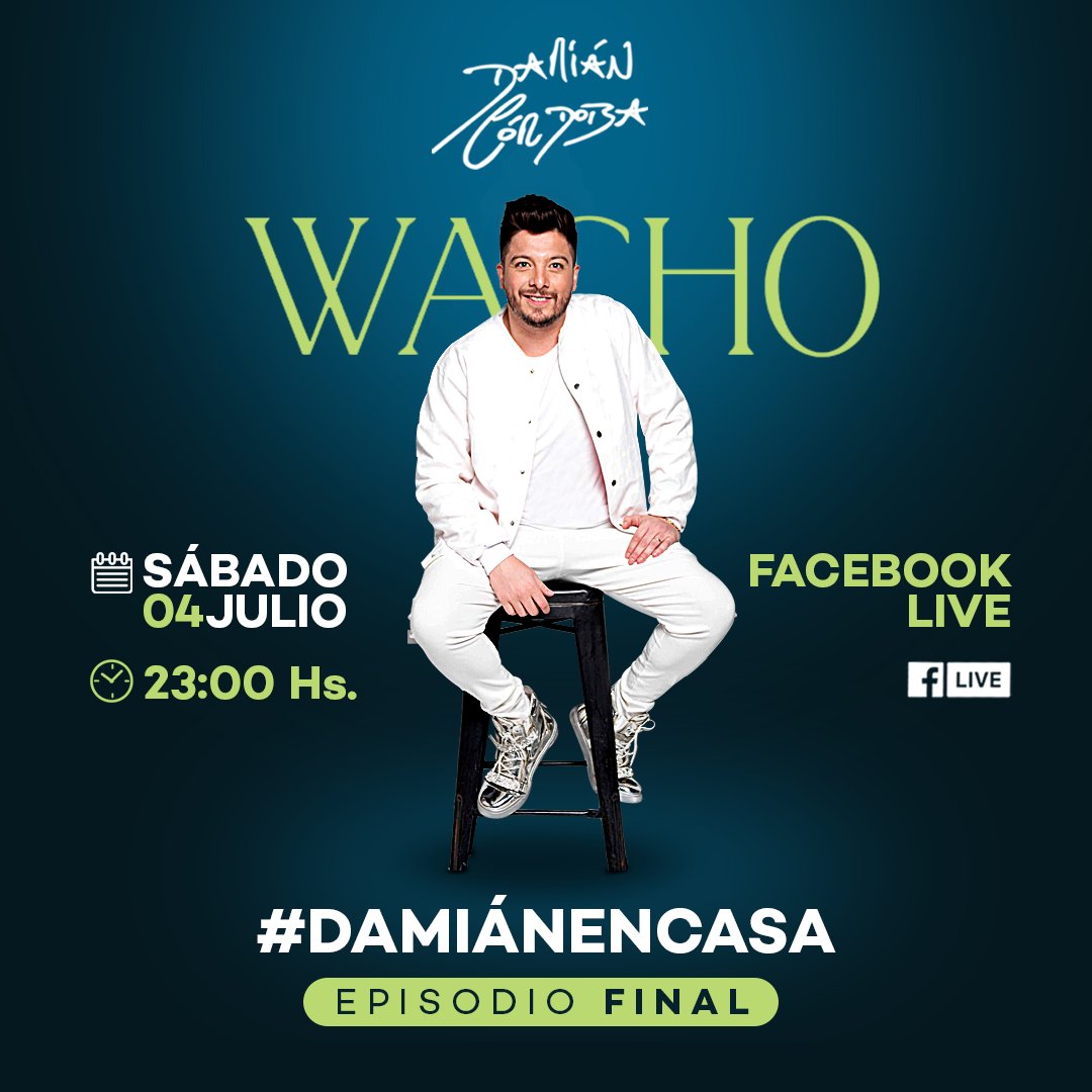 damicordoba's tweet photo. Querido publico damianero:
Este sábado 4 de julio hago el ultimo vivo de #DamianEnCasa! 
Cada fin de semana traté de devolverles a ustedes todo lo que me brindan, y transmitirles un poquito de alegría en estos momentos tan difíciles.
Muy pronto nos volveremos a reencontrar! https://t.co/WNj0c1D9Fw