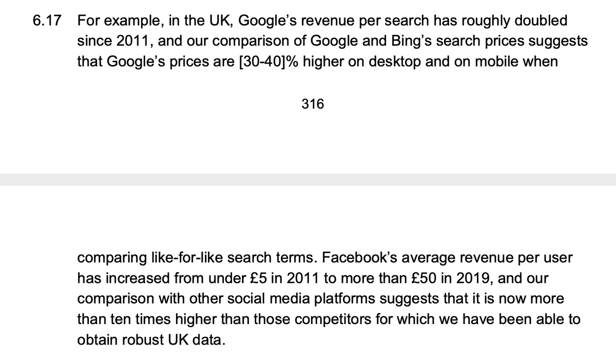 It treats the rise in Facebook's revenue per user as evidence of harm to consumer, without considering that users may be using FB more now than in 2011, or advert targeting may have improved. It's laughably weak – anybody should be able to see how crap this analysis is.