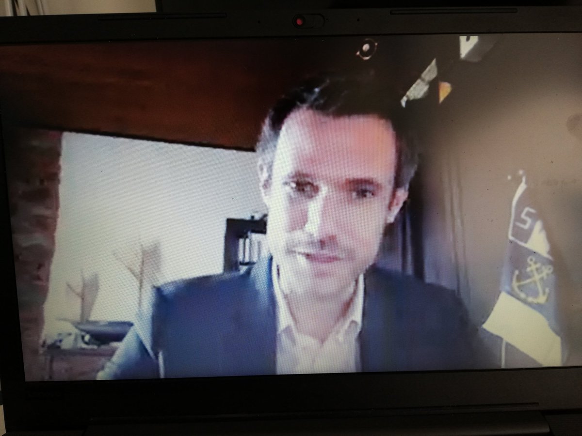 Mde_CIED_Rennes's tweet photo. En direct la web-conférence avec @Pierre_Ka : "la principale interface entre l'Union européenne et le monde c'est la mer et 90% des informations passent par la mer" https://t.co/Lt9g2TrYVU