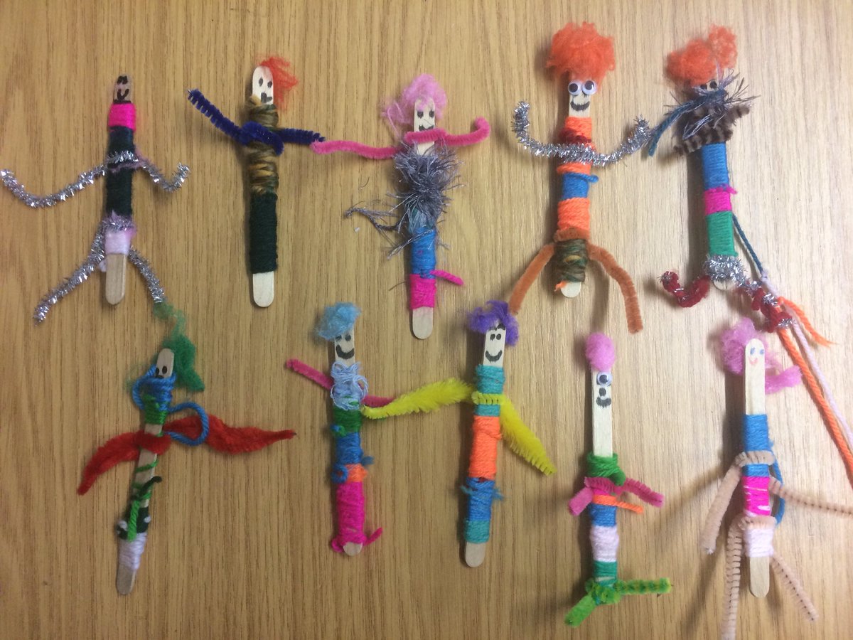 Elder Bubble made worry dolls, inspired by <a href="/ABCDoes/">Dr Alistair Bryce-Clegg</a> reading Silly Billy. I think they look fab! <a href="/GreenwaysPri/">Greenways Primary</a>