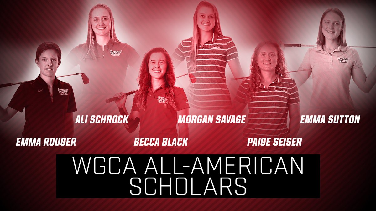 ISUwGolf's tweet image. 6⃣ members of the Illinois State women’s golf team have been named as a WGCA All-American Scholar. That list includes seniors Morgan Savage, Paige Seiser, and Becca Black, junior Emma Sutton, and freshmen Ali Schrock and Emma Rouger.

🖥 | bit.ly/2NNzNny