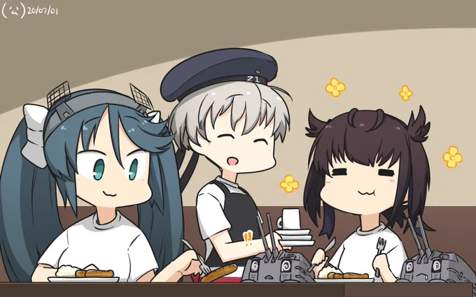 #艦これ版深夜の真剣お絵描き60分一本勝負
#艦これ版真剣お絵描き60分一本勝負_20200701
夏イベまであと少し09 ソーセージ 