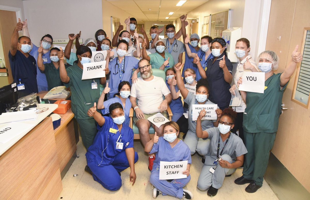 HatArmstrong's tweet photo. I had the enormous privilege of photographing this emotional send off when Savas was discharged after being in our care the last 4 months! #NorthMidFamily @WeAreNorthMid #TeamNorthMid #COVIDー19 #survivor2020 #medicalphotography https://t.co/3Rcos025dN