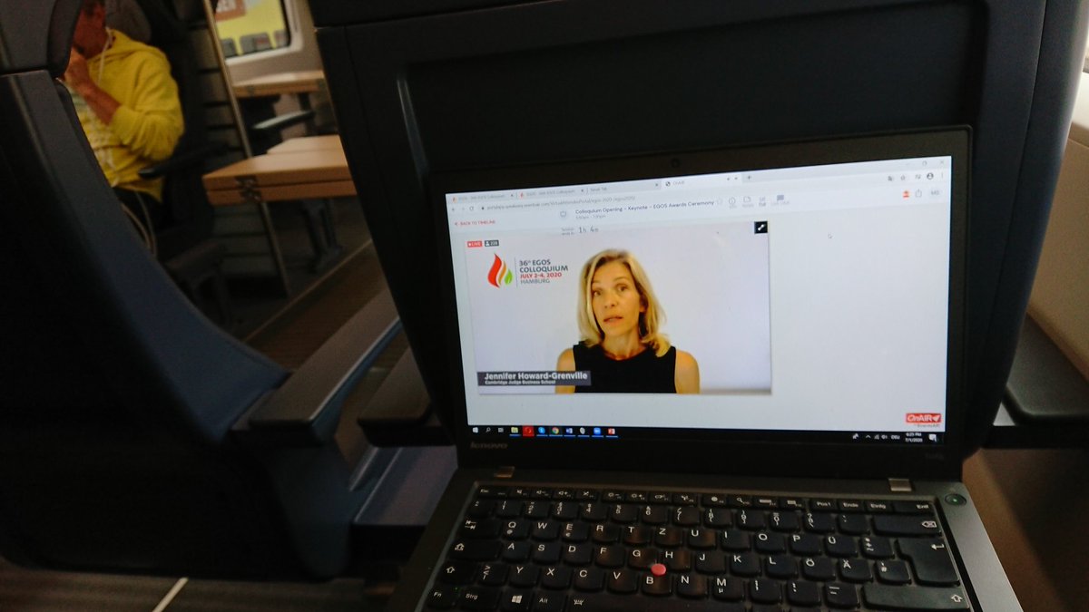 Happy to participate at this year's #EGOS2020 Great virtual setup. Looking forward to the next days. Thanks to <a href="/DB_Bahn/">Deutsche Bahn Personenverkehr</a> that the ICE WiFi keeps up so I do not miss the Opening ceremony 👆